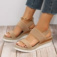 thumbnail image 5 of Honeeladyy Womens Wedge Sandals Open Toe Elastic Ankle Strap Sandals Summer Beach Casual Clearance Sandals for Work Birthday Gifts for Daughter Khaki Size 38, 5 of 7