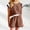 Coffee, variant on Women 2 Piece Outfits Summer Casual Round Neck Short Sleeve Tops Blouses And Shorts Sets With Contrast EdgePrints Set With Pockets Beach Tops Dress Cover Girls Bikini Bottoms Woman Swimming Suit High