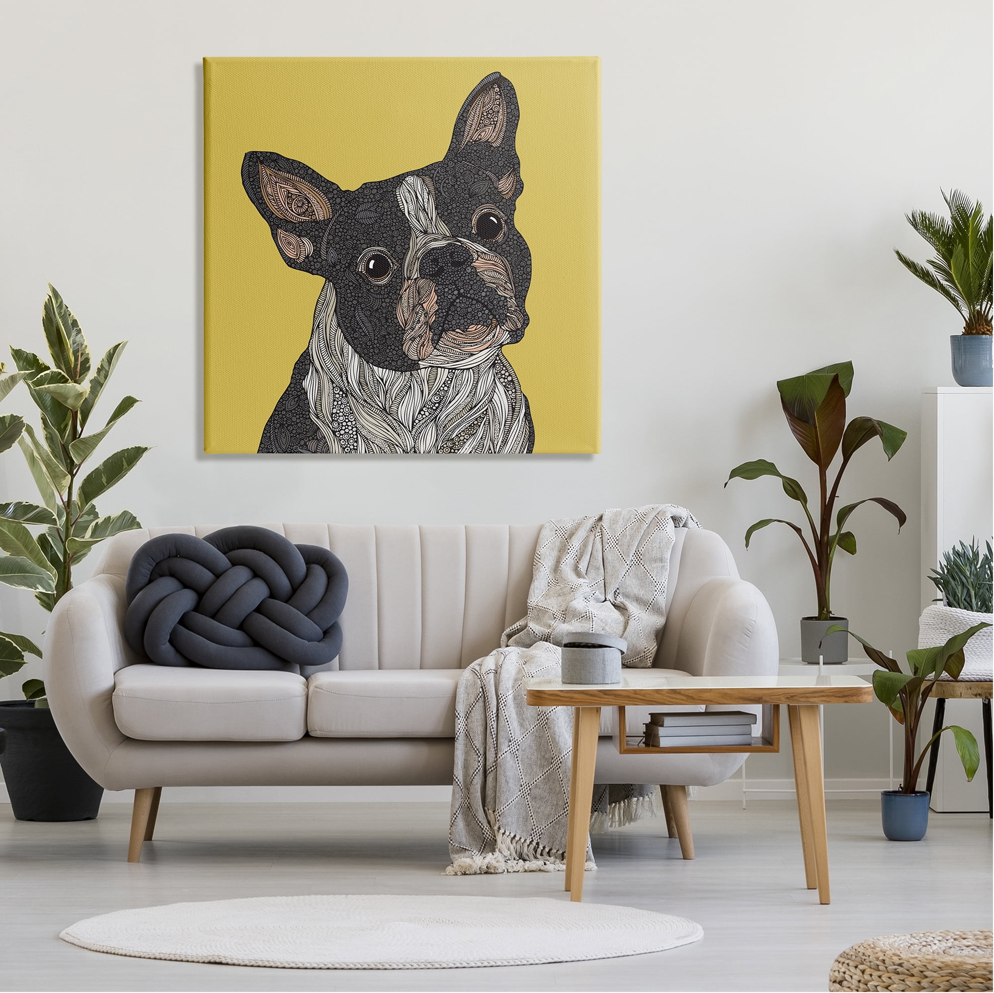 Stupell Industries French Bulldog Detailed Geometric Fractal Shapes Botanicals Graphic Art Gallery Wrapped Canvas Print Wall Art, Design by Valentina Harper