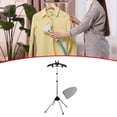 thumbnail image 1 of Soporte para máquina de planchar a mano y dos clips con guante de planchar, soporte de plancha de regulable en altura para trajes, abrigos, chal Negro, 1 of 8