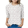 thumbnail image 6 of Ugoldhm Girls T Shirts Round Neck 3/4 Sleeves Casual Kids Tees Summer Fall Shirts Sizes 3-12, 6 of 6
