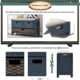thumbnail image 4 of Rustic Upholstered Storage Bench with Removable Rattan Basket and 2 Drawers, Entryway Shoe Bench with Removable Cushion, End of Bed Bench for Entryway Laundry Room Bedroom, Navy, 4 of 9