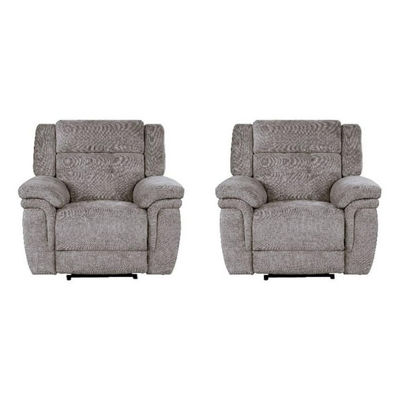 Pemberly Row Contemporary Bristol Grey Power Recliner Two Pack