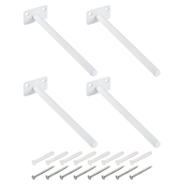 Unique Bargains 4Pack 8' x 2' Wall Mounting Floating Shelf Bracket Blind Shelf Support, White