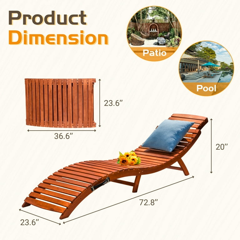 Homall Outdoor Foldable Acacia Wood Chaise Lounge, Weather Homall Outdoor Foldable Acacia Wood Chaise Lounge, Weather