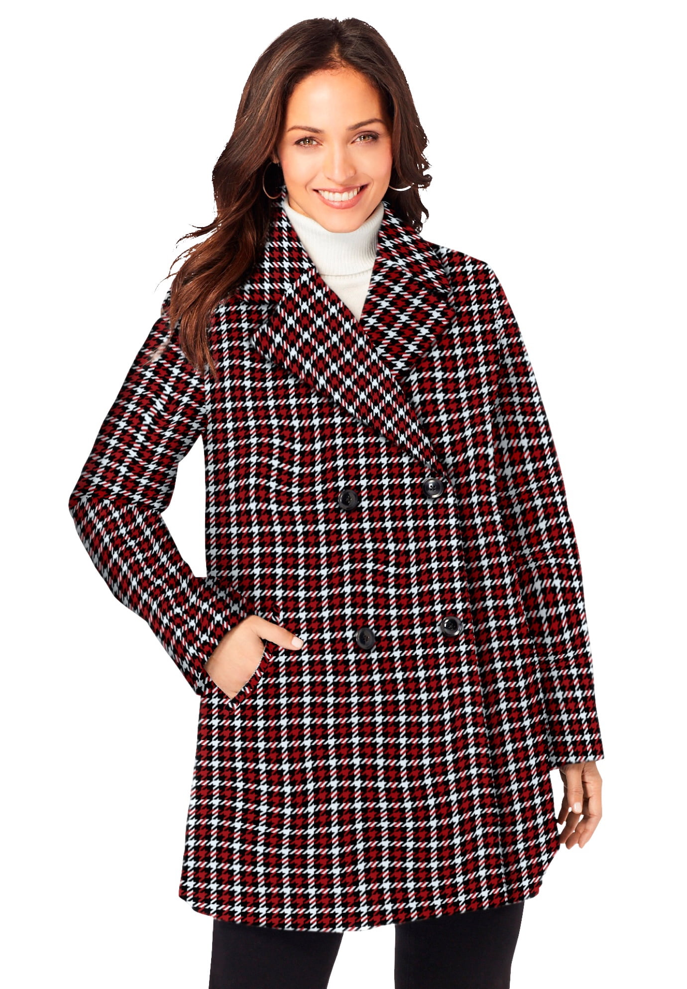 Jessica London Womens Plus Size A-Line Peacoat Winter Wool Double Breasted Coat 