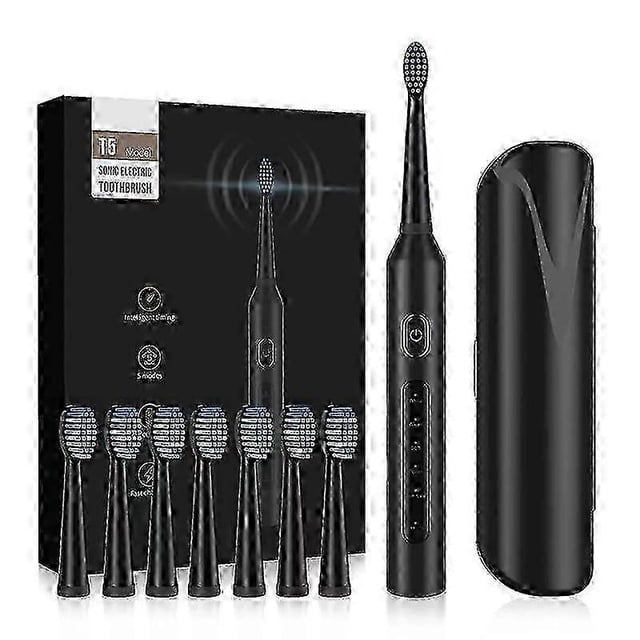 T5 Sonic Electric Toothbrush Adult Couple Rechargeable Electric Toothbrush 1 Handle 8 Brush heads 1 box