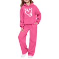 thumbnail image 4 of CPNG Kids Girls Sweatsuit 2 Piece Set Heart Print Sweatsuits Hoodie Sweatshirts and Jogger Sweatpants Sweat Set(Hot Pink,5-6 Years), 4 of 7