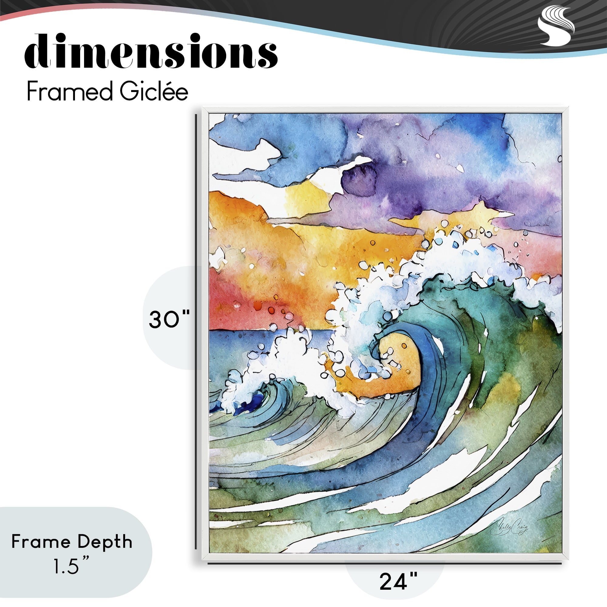 Stupell Industries Vibrant Sunrise Surf White Framed Giclee Art, design by Shelly Craig