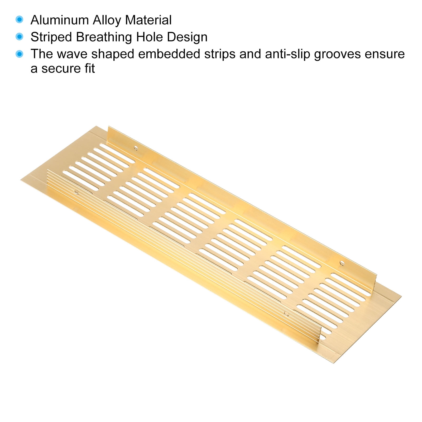 Uxcell 10"x3" Rectangle Air Vent Cover 2pcs Door Grille Ventilation Cover Louvered with Screws for Cabinet Gold Tone