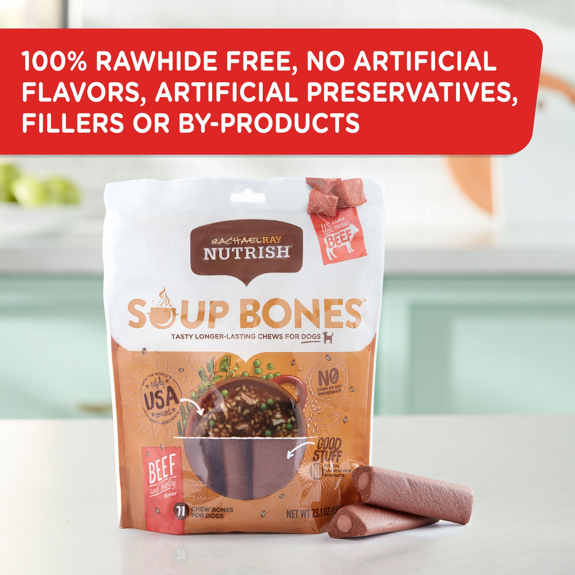 Rachael Ray Nutrish Soup Bones Dog Treats, Real Beef & Barley Flavor ...