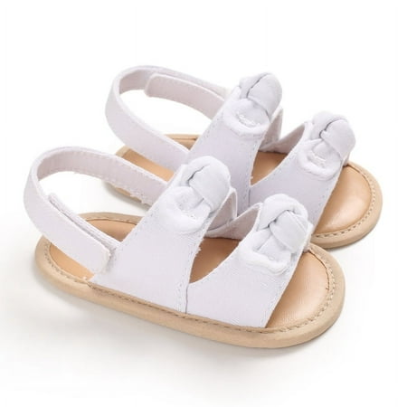 

Infant Anti-slip Flat Shoes Solid Color/ Stripe Printed Pattern Soft Sole Sandals for Baby Girls