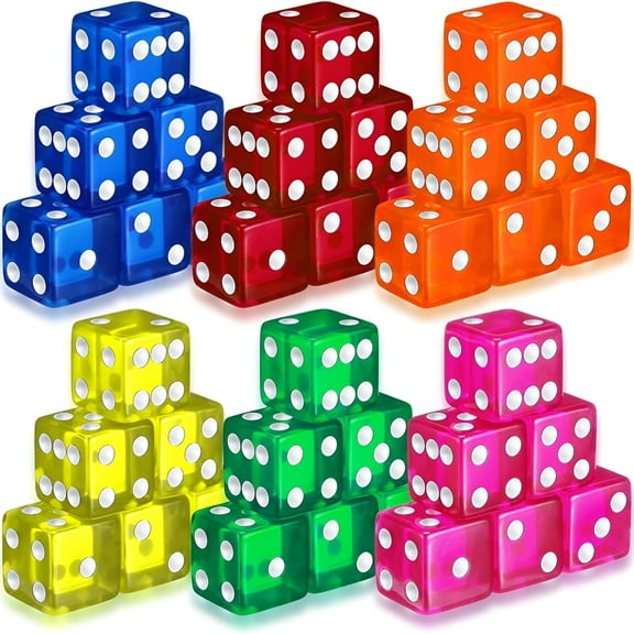 BESTSKY 36 Piece 19 mm Casino Style Craps Dice Sets Acrylic and Translucent D6 Dice,Square W/Rounded Edge for Casino,Craps,Table Games and Board Games