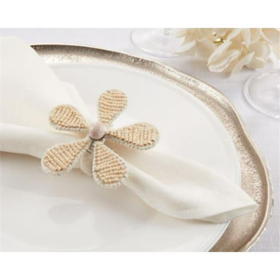 Saro Lifestyle Beaded Flower Design Napkin Ring (Set of 4)