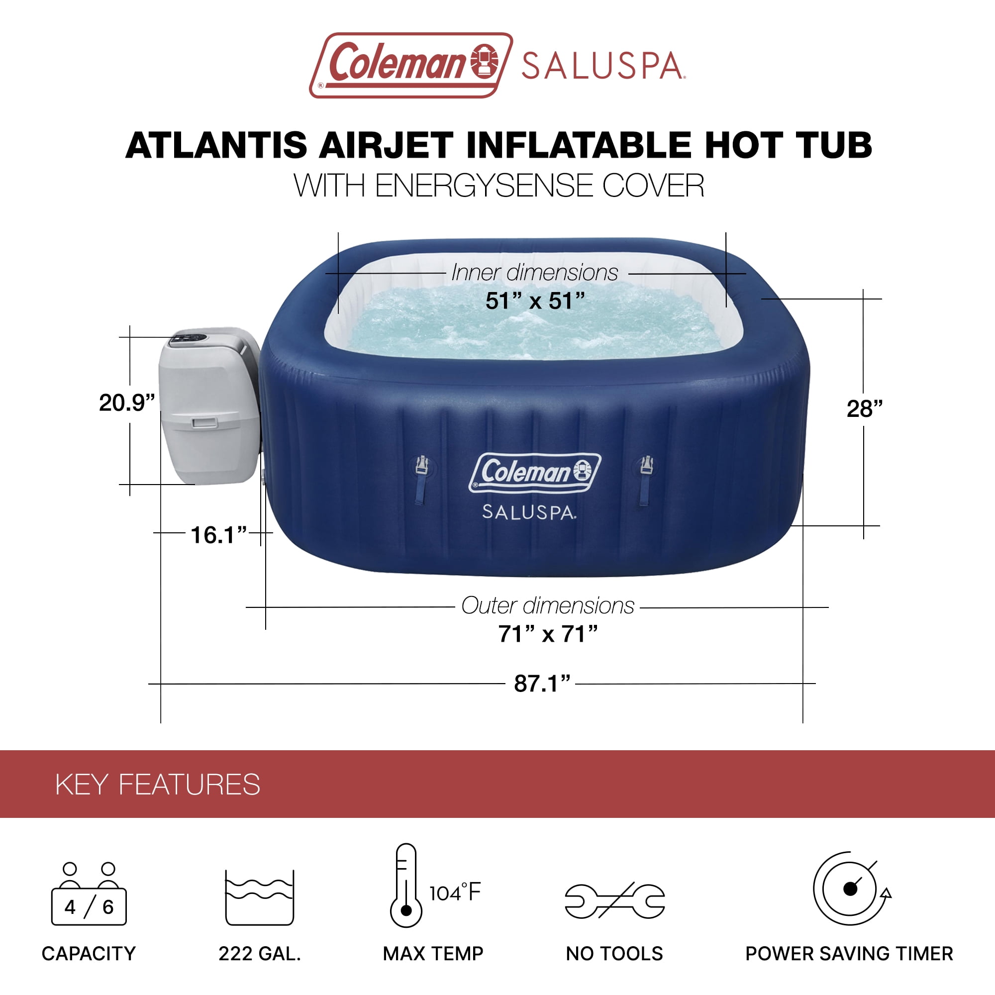 Bestway Coleman Hot Tub + 6 Bestway Spa Seats + 3 Bestway SaluSpa Pillows