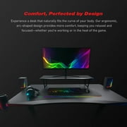 GTRACING Ergonomic Curved 3-Sided LED Z-Leg Gaming Desk, Black