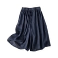 thumbnail image 7 of Karymi Biker Shorts Women Elastic High Waist Pleated Wide Leg Culotte Capri Pants, Solid Loose Flowy Cropped 7/8 Length Casual Culottes with Side Pockets Pants for Women, 7 of 7