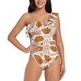 thumbnail image 4 of Daiia Cartoon Women's One Piece Swimsuits Personalized One Shoulder Swimwear Asymmetric Ruffle Bathing Suits-Small, 4 of 8
