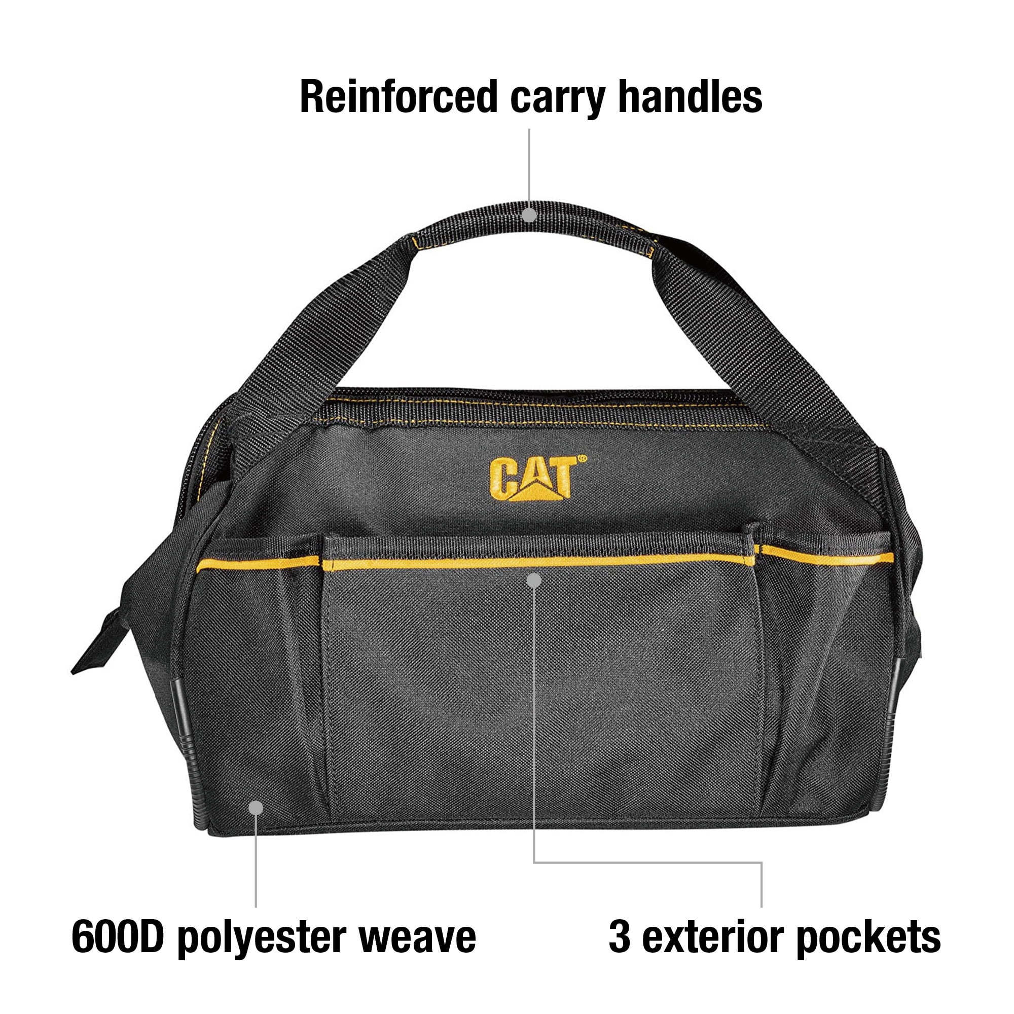 Cat 240042 Cat 240042 13 in. Widemouth Tool Bag High Visibility Interior 600D Polyester