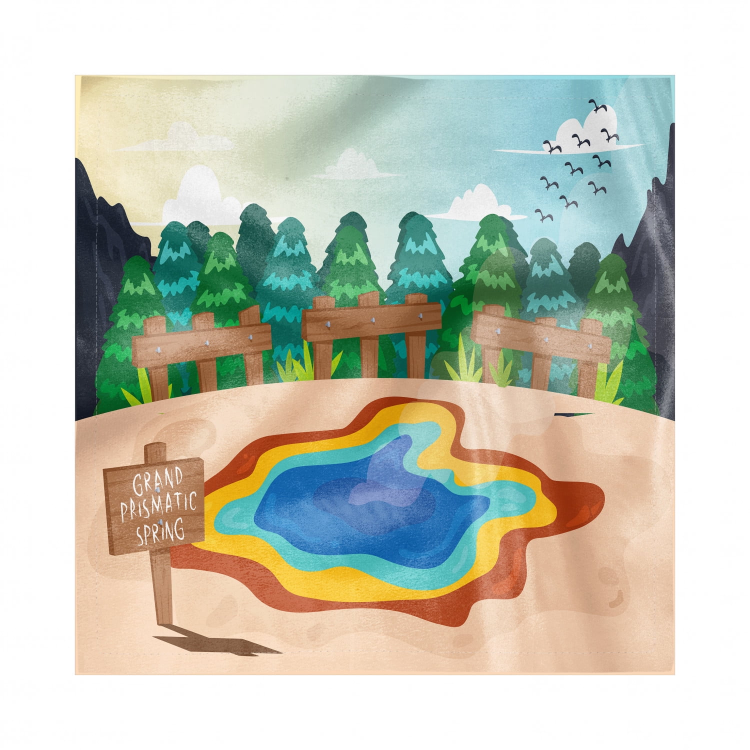 Wyoming Decorative Satin Napkins Set of 4, Cartoon Design Image of