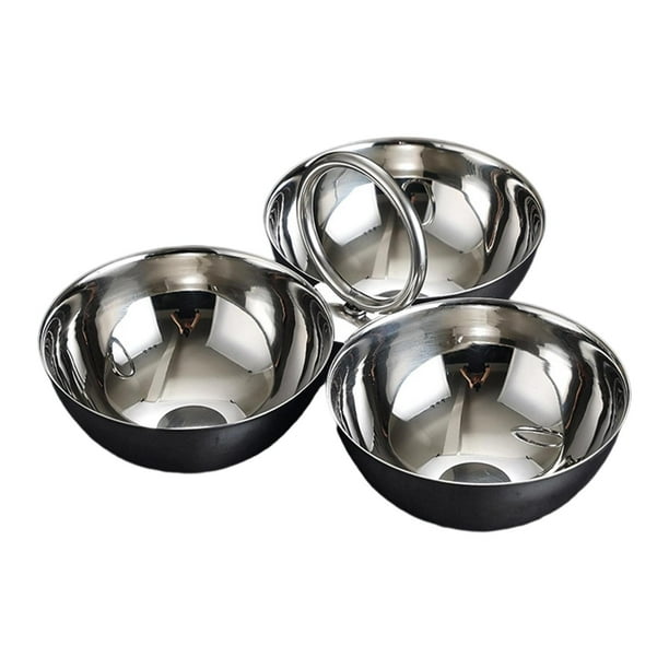 Cuencos de acero inoxidable para servir aperitivos, platos de frutas y bandejas multiusos para servir alimentos. Plata