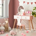 thumbnail image 5 of Gymax Kid Vanity Set Makeup Table Stool with Drawer Shelf Wood Leg Rabbit Mirror White, 5 of 10