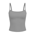 thumbnail image 6 of Tank Tops with Built in Bras Padded Summer Spaghetti Strap Sleeveless Cami Undershirts Fitted Basic Workout Shirts Featuring Soft Stretch Fabric Gray L, 6 of 7