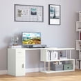 thumbnail image 3 of Rotating L-Shape Corner Desk with Storage - White Computer Workstation for Home Office & Study - 55" x 42.3" Writing Desk with Shelves, 3 of 7