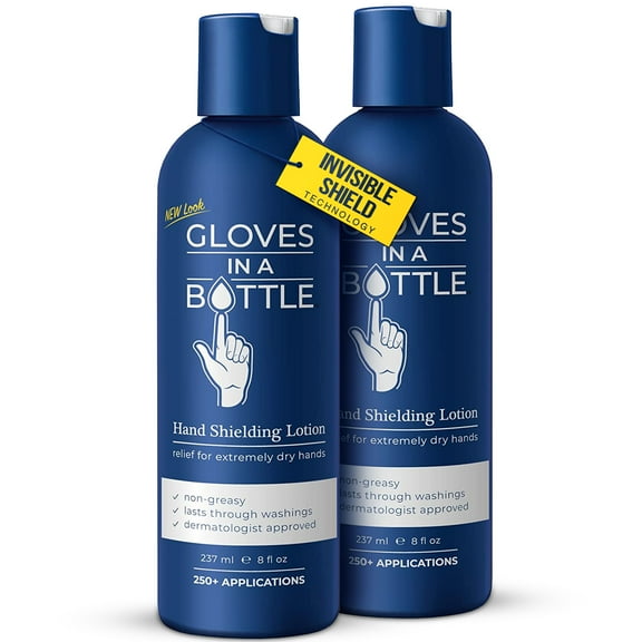 Gloves in a Bottle Shielding Lotion for Dry Itchy Skin Grease-Less and Unscented, 8 Fl Oz, Pack of 2