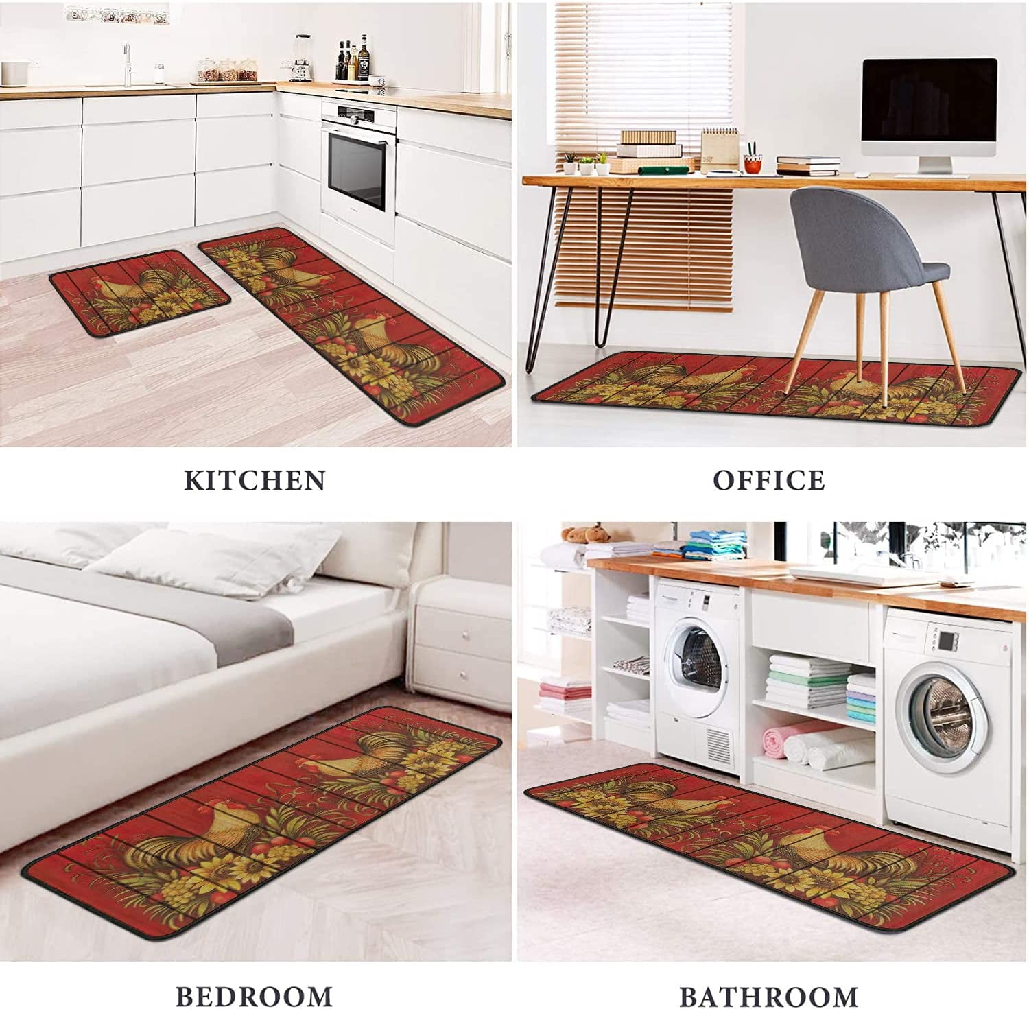  GRTARANY Laundry Room Rug Runner 72 x 24 Inch Non Slip  Waterproof Farmhouse Kitchen Floor Mat Bath Area Rugs for Home Decor  Accessories Red : Home & Kitchen