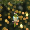 thumbnail image 2 of Northlight 6.25" Green and Blue Parrot in a Santa Hat Glass Christmas Ornament, 2 of 5
