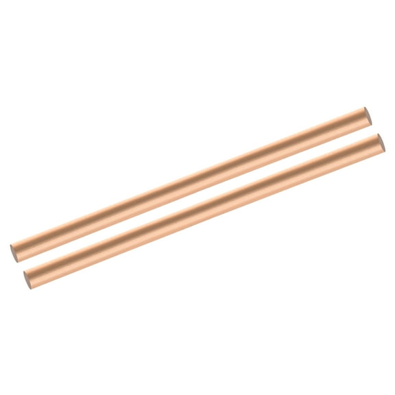 2 Pack Pure Copper Round Rod 10mm/0.39 Inch Dia 8 Inch Length Copper Rod