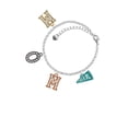 thumbnail image 2 of Delight Jewelry Acrylic 3/4" Teal Cheer Megaphone Multi-Colored Crystal Mom Charm Bracelet, 2 of 4