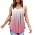 thumbnail image 7 of up to 60% off Gifts Usmixi Womens Tank Tops Fashion Loose Fit Irregular Pleated Hem Ladies Tunic Shirts Summer Trendy Gradient Print Crewneck Sleeveless Shirts Blouse Pink XXL, 7 of 7