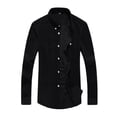 thumbnail image 2 of LIIPEE Men Shirts Father's Day Gifts Casual Button Down Collar Tab Long Sleeve Solid Color Ribbed Button Up Shirts Male Single Yoke Regular Breathable Fashion Versatile Tops With Pocket,XXL, 2 of 7