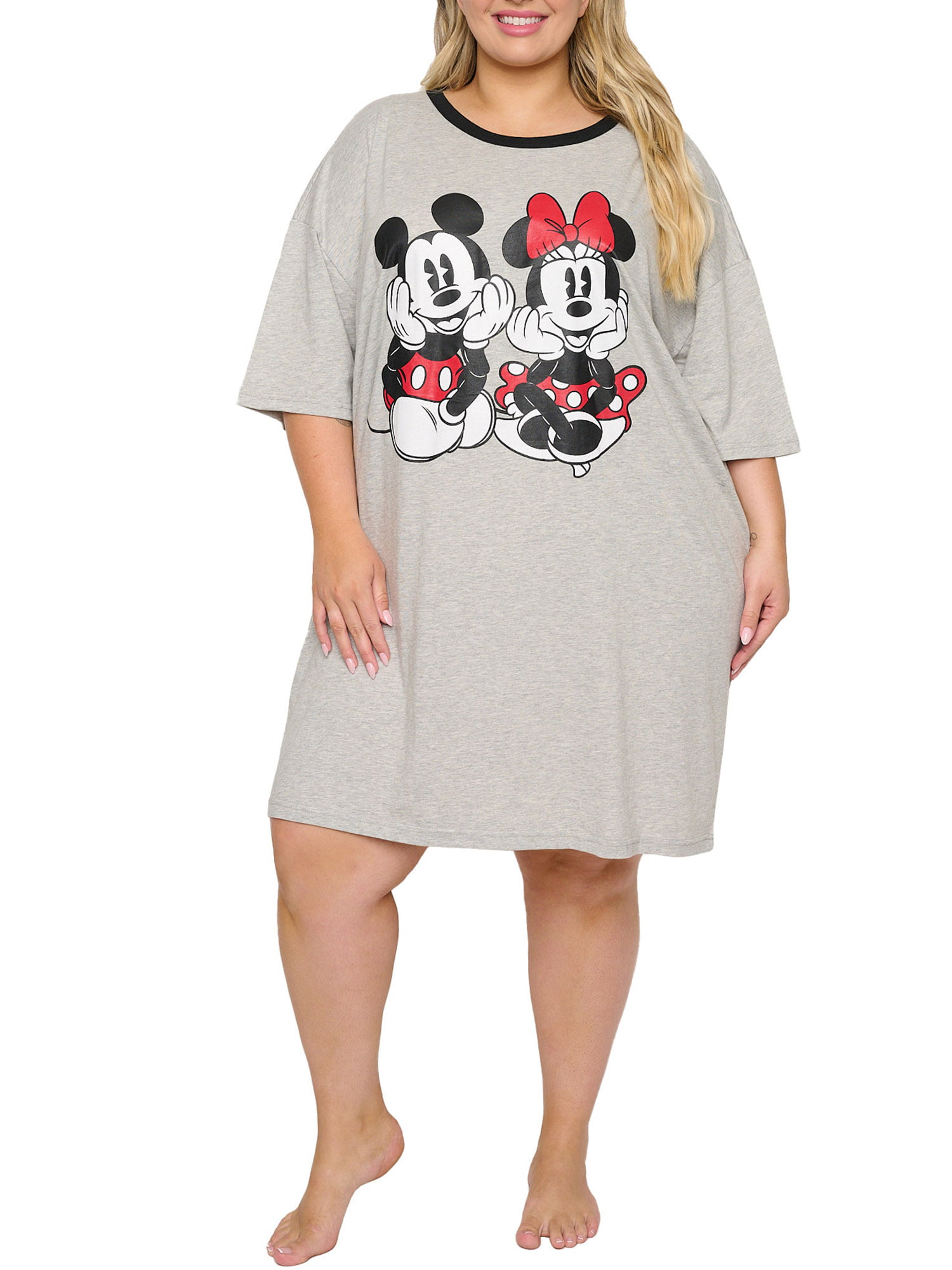 Disney Plus Size Womens Sleep Shirt Mickey Minnie Mouse One Size Nightgown  