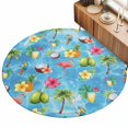 thumbnail image 2 of Round Rugs 4Ft, Blue Flamingos Round Area Rug Washable Indoor Throw Carpet, Tropical Summer Botanical Fruits Soft Non Slip Circle Rug for Kitchen Nursery Room Home Decor Aesthetic, 2 of 8
