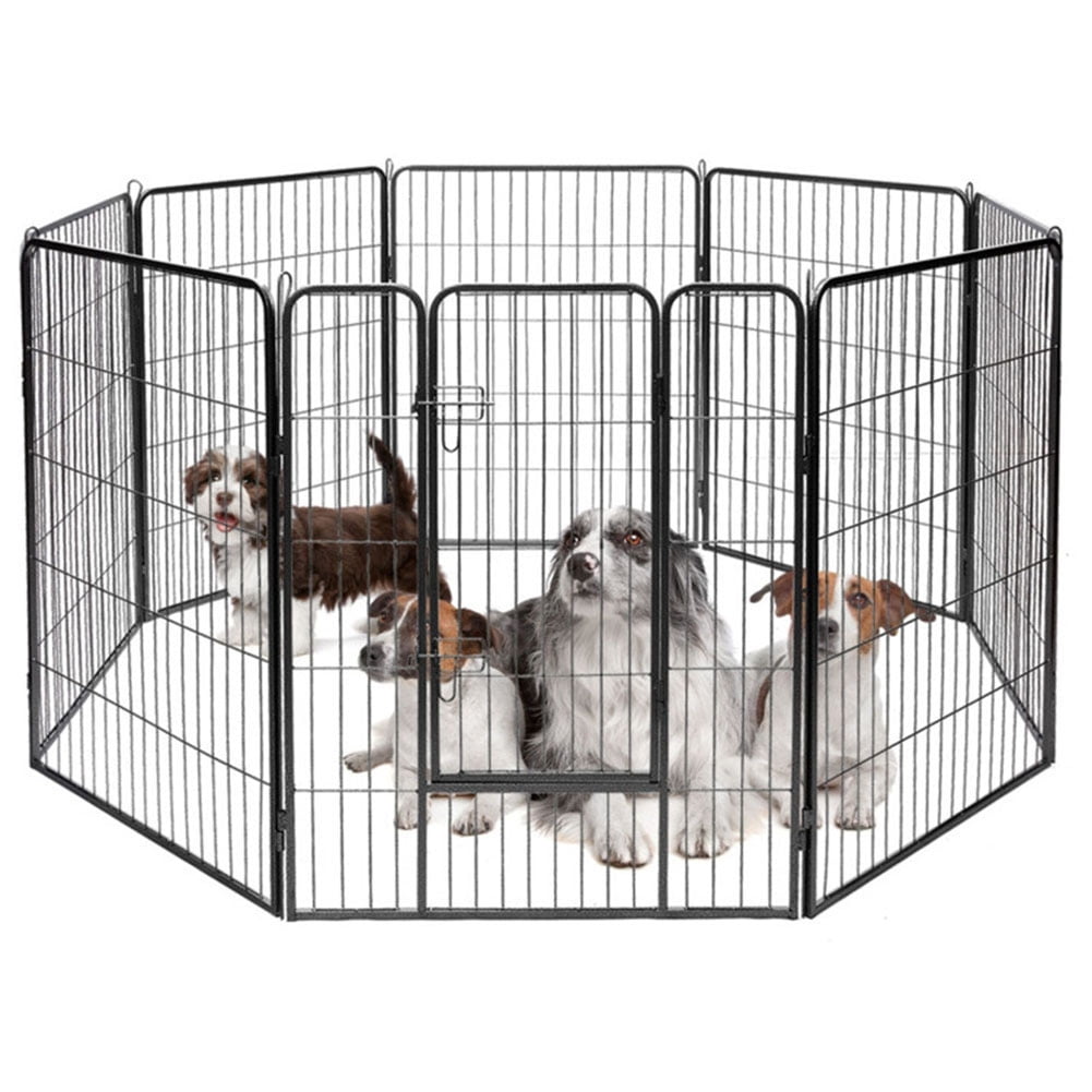 YYAo Dog Gates for The House,Dog Gate for Stairs,Pet Gate Safety Fence, 8 Metal Panel Heavy Duty Pet Playpen Dog Fence with Door-40 Inch