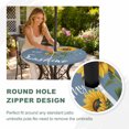 thumbnail image 4 of Round Outdoor Tablecloth with Umbrella Hole and Zipper, Haze Blue Sunshine Sunflower Tablecloth with Elastic Waterproof, Pastoral Bees Farmhouse Floral Patio Table Covers for 31" - 35" Pool Tables, 4 of 9