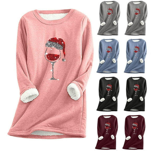 Otvok Christmas Womens Autumn Winter Shirts Loose Vacation Casual Tops