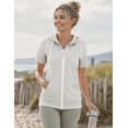 thumbnail image 5 of Women's Sweatshirt Solid Color Short Sleeve Hoodie with Full Zipper Fashionable Hooded Pilates Yoga Running Activewear White S, 5 of 9