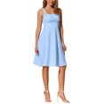 thumbnail image 2 of Vestido sin mangas de cuadros Gingham para mujer Inspire Chic, vestido midi fluido con fruncidos y diseño A-line, azul XL, 2 of 6
