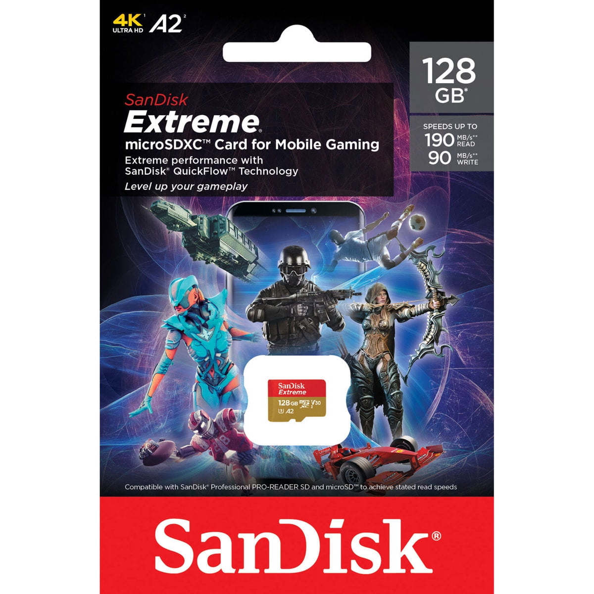 SanDisk 128GB Extreme microSD Memory Card for Mobile Gaming - SDSQXAA-128G-GN6GN