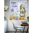 thumbnail image 4 of Easter Rabbits Sheer Curtains 72 Inch Length 2 Panels Set Window Treatments, Watercolor Eggs Flowers Butterflies Purple Plaid Rod Pocket Semi Curtains for Living Room/Bedroom/Kitchen, 104"W x 72"L, 4 of 7