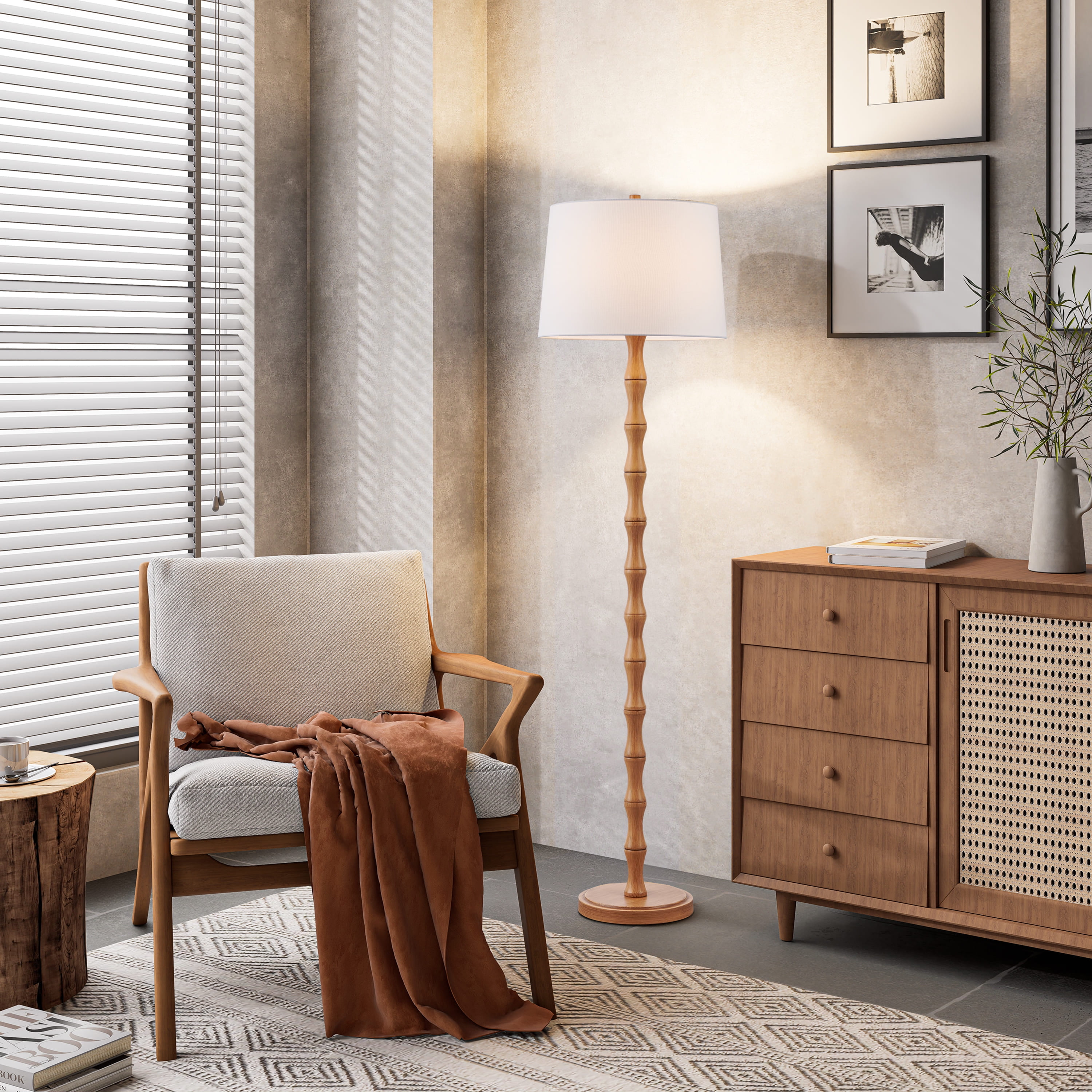 KAWOTI Rustic Floor Lamp 61" Metal Farmhouse Standing Floor Lamp for Living Room, Bedroom