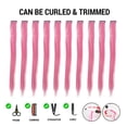 thumbnail image 3 of Seamless Hold 10 PCS Colorful Straight Synthetic Fiber Hair Extension Clip In Hairpieces 20” Inch - Party Highlights Rainbow Hair Accessories for Women Girls - (Pink) 10 Pack, 3 of 6