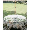 thumbnail image 2 of Outdoor Tablecloth with Umbrella Hole, Sage Green Ocean Spillproof Waterproof Outdoor Table Cover, Coastal Eucalyptus Starfish Shell Patio Tablecloths for Party/Garden/Picnic, Round 54 inch, 2 of 9