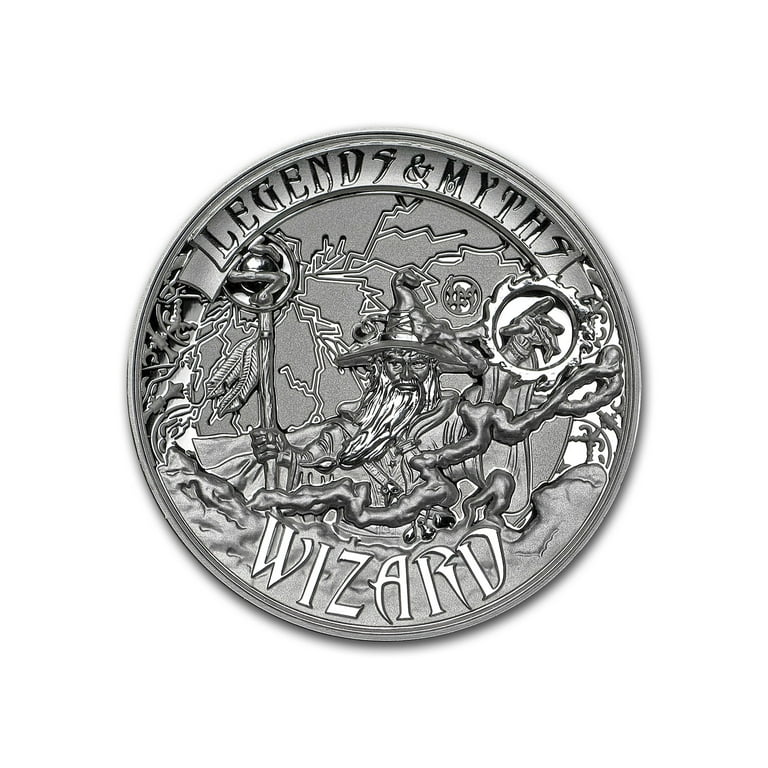 WIZARD Legends and Myths 2 Oz Silver Coin 5$ Solomon Islands 2017