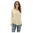 thumbnail image 3 of HOWCOME Fall Long Sleeve Side Split Casual Loose Tunic Womens Blouses, 3 of 6