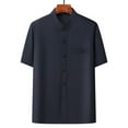 thumbnail image 1 of pstuiky Camisas de manga corta para hombre, Camisa informal de manga corta, cuello alto, lisa y cómoda para hombre camisas casuales para hombre l, 1 of 3